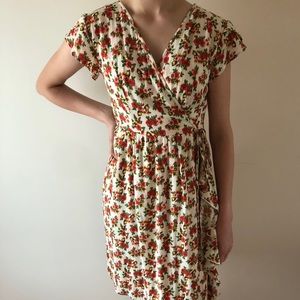 Flower midi wrap dress
